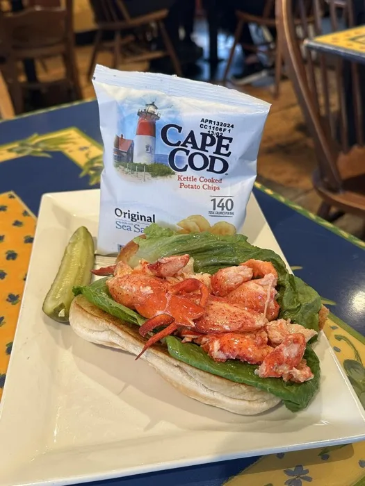 Cape Cod lobster roll on a toasted bun with lettuce